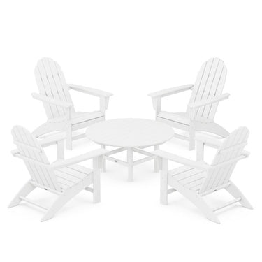 POLYWOOD Vineyard 5-Piece Adirondack Chair Conversation Set - White